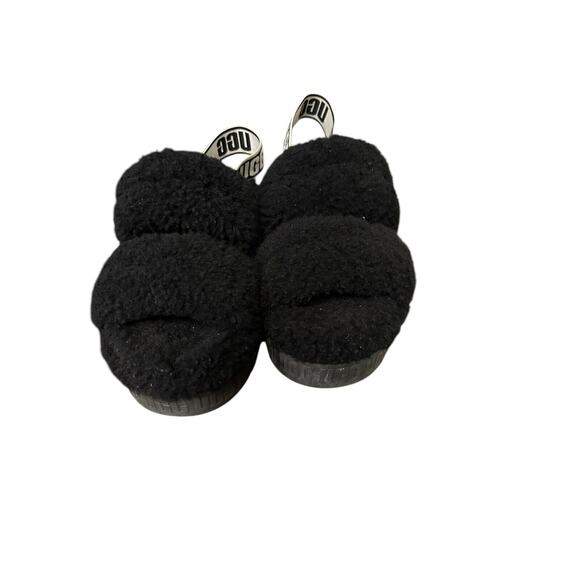 UGG Australia Women Fluff Yeah Slide Black Sandals US Size 9 - Picture 5 of 6